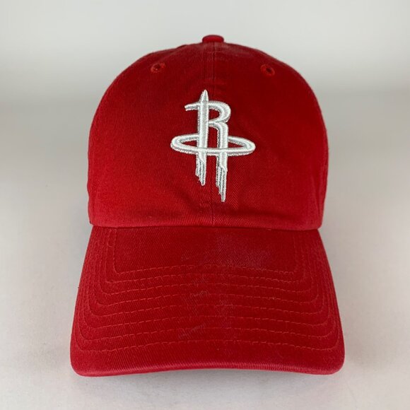 Houston Rockets NBA Red 47 Brand Clean Up Relaxed Fit Strapback Adjustable Hat - Picture 2 of 6